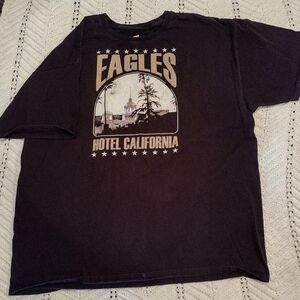 The Eagles Hotel California T Shirt Mens 2XL Y2K Hanes Vintage 90s Rock Black